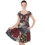 Seamless Vector Pattern Cap Sleeve Midi Dress