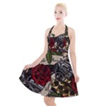 Seamless Vector Pattern Halter Party Swing Dress 
