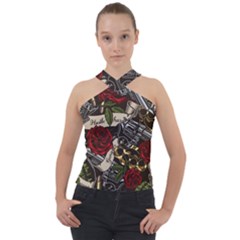Cross Neck Velour Top 