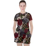 Seamless Vector Pattern Women s Tee and Shorts Set