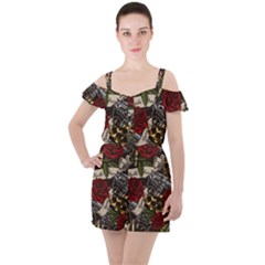Ruffle Cut Out Chiffon Playsuit 