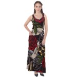 Seamless Vector Pattern Sleeveless Velour Maxi Dress