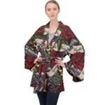 Seamless Vector Pattern Long Sleeve Velvet Kimono 