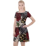 Seamless Vector Pattern Cap Sleeve Velour Dress 
