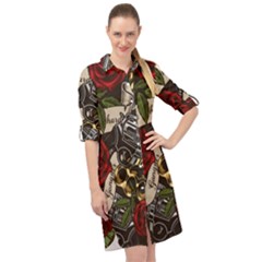 Long Sleeve Mini Shirt Dress 