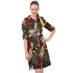 Seamless Vector Pattern Long Sleeve Mini Shirt Dress