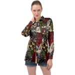 Seamless Vector Pattern Long Sleeve Satin Shirt