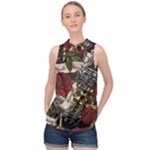 Seamless Vector Pattern High Neck Satin Top