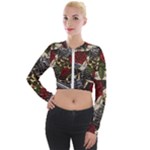 Seamless Vector Pattern Long Sleeve Cropped Velvet Jacket