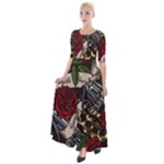 Seamless Vector Pattern Half Sleeves Maxi Dress