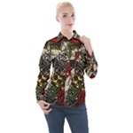 Seamless Vector Pattern Women s Long Sleeve Pocket Shirt