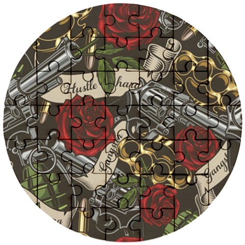 Seamless Vector Pattern Wooden Puzzle Round from ArtsNow.com