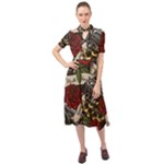 Seamless Vector Pattern Keyhole Neckline Chiffon Dress