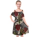 Seamless Vector Pattern Kids  Cut Out Shoulders Chiffon Dress