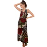 Seamless Vector Pattern V-Neck Chiffon Maxi Dress