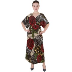 V-Neck Boho Style Maxi Dress 