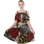 Seamless Vector Pattern Cut Out Shoulders Chiffon Dress