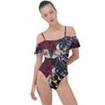 Seamless Vector Pattern Frill Detail One Piece Swimsuit