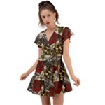 Seamless Vector Pattern Flutter Sleeve Wrap Dress