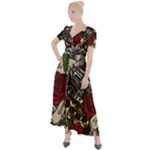 Seamless Vector Pattern Button Up Short Sleeve Maxi Dress