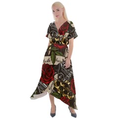 Cross Front Sharkbite Hem Maxi Dress 