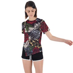 Asymmetrical Short Sleeve Sports T-Shirt 