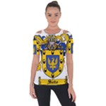 Soto Coat of Arm Shoulder Cut Out Short Sleeve Top