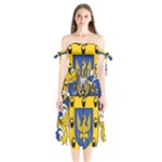 Soto Coat of Arm Shoulder Tie Bardot Midi Dress