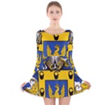 Soto Coat of Arm Long Sleeve Velvet Skater Dress