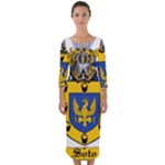 Soto Coat of Arm Quarter Sleeve Midi Bodycon Dress