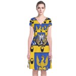 Soto Coat of Arm Short Sleeve Front Wrap Dress