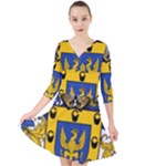 Soto Coat of Arm Quarter Sleeve Front Wrap Dress