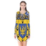 Soto Coat of Arm Long Sleeve V-neck Flare Dress