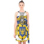 Soto Coat of Arm Halter Collar Waist Tie Chiffon Dress