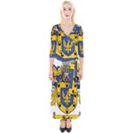 Soto Coat of Arm Quarter Sleeve Wrap Maxi Dress