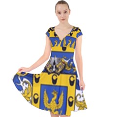 Cap Sleeve Front Wrap Midi Dress 