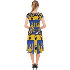 Cap Sleeve Front Wrap Midi Dress 