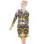 Soto Coat of Arm Button Long Sleeve Dress