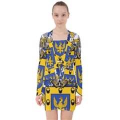 V-neck Bodycon Long Sleeve Dress 