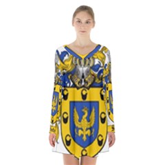 Long Sleeve Velvet V-neck Dress 