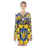 Soto Coat of Arm Long Sleeve Velvet V-neck Dress