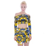 Soto Coat of Arm Off Shoulder Top with Mini Skirt Set