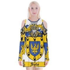 Soto Coat of Arm Velvet Long Sleeve Shoulder Cutout Dress from ArtsNow.com