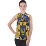 Soto Coat of Arm Mock Neck Chiffon Sleeveless Top