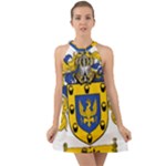 Soto Coat of Arm Halter Tie Back Chiffon Dress