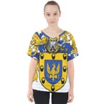 Soto Coat of Arm V-Neck Dolman Drape Top