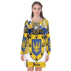 Long Sleeve Chiffon Shift Dress  