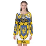 Soto Coat of Arm Long Sleeve Chiffon Shift Dress 