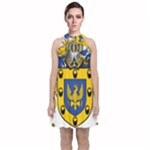 Soto Coat of Arm Velvet Halter Neckline Dress 