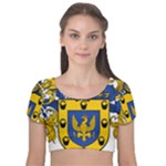 Soto Coat of Arm Velvet Short Sleeve Crop Top 